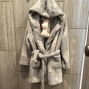 COLSIE WOMENS Cozy Gray Hooded Fleece robe